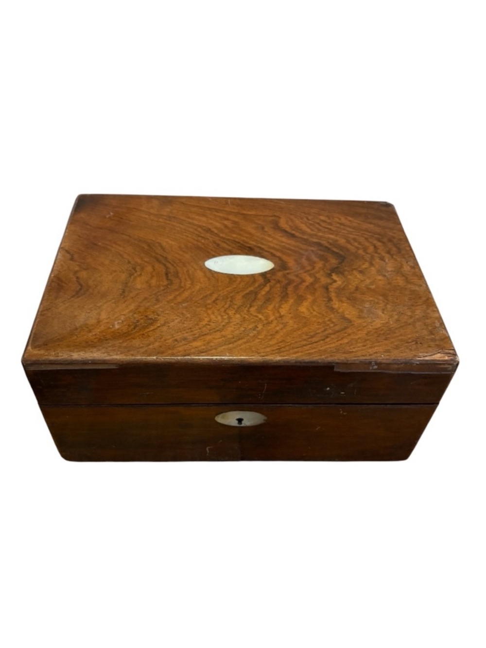 ANTIQUE➕1860 Victorian Mother Of Pearl Inlay Rosewood Jewelry Box